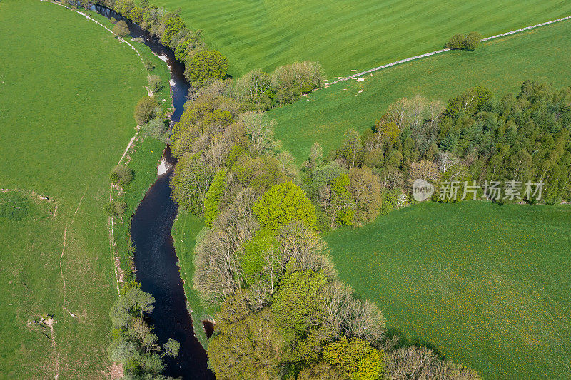 Aerial view of a rural scene in Scotland